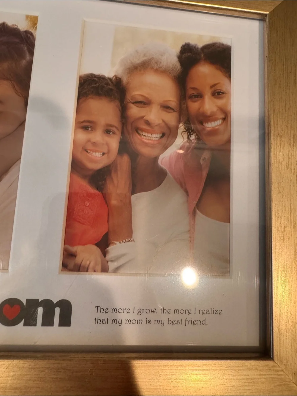 NWT Brushed Gold Dual Picture Frame Photo I Love Mom Tabletop